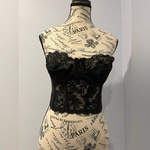 Vintage Black Lace Backless Corset
